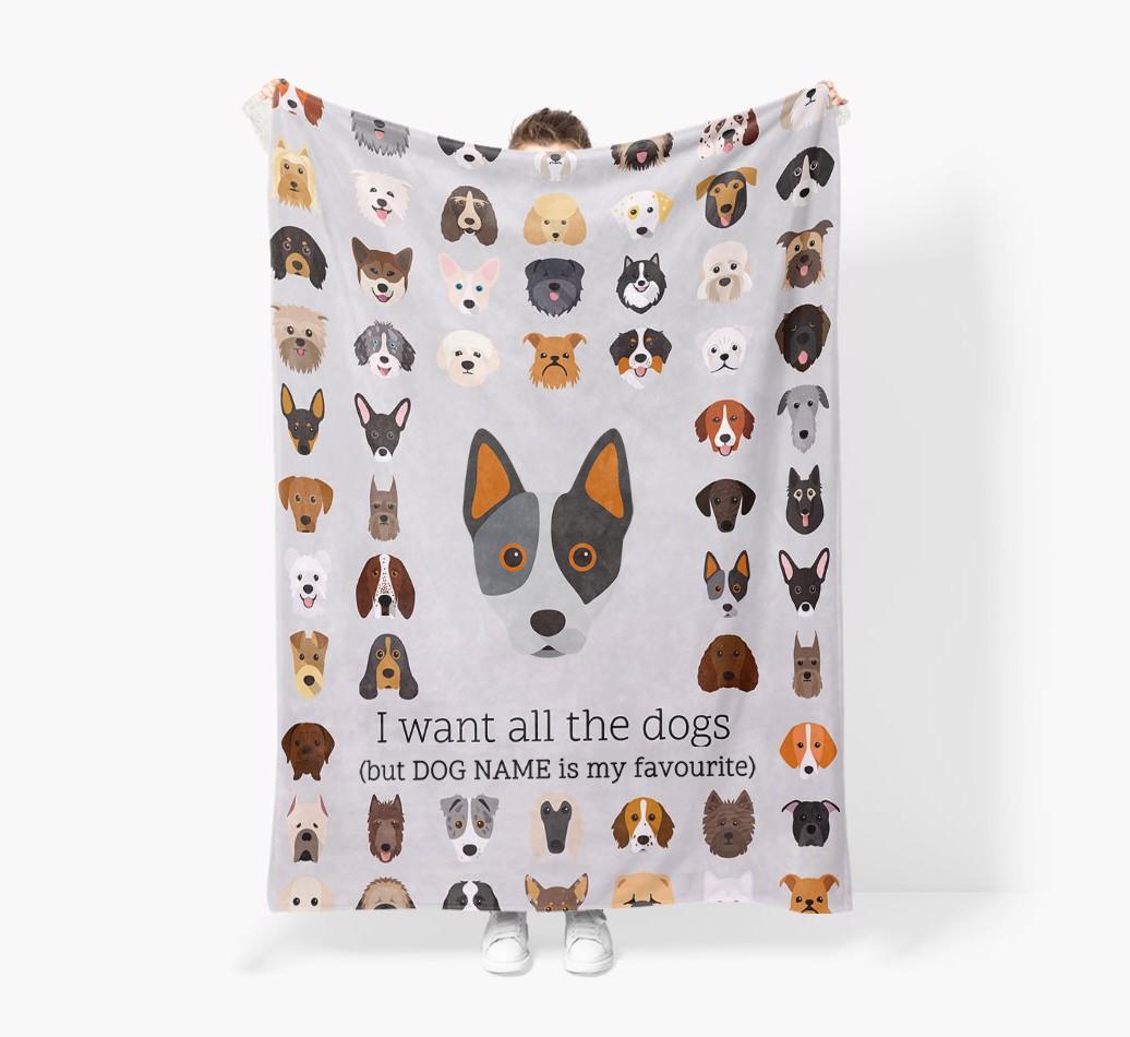 'All The Dogs' - Personalized {breedFullName} Blanket: Premium Sherpa Fleece