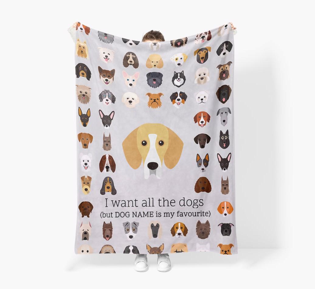 'All The Dogs' - Personalized {breedFullName} Blanket: Premium Sherpa Fleece