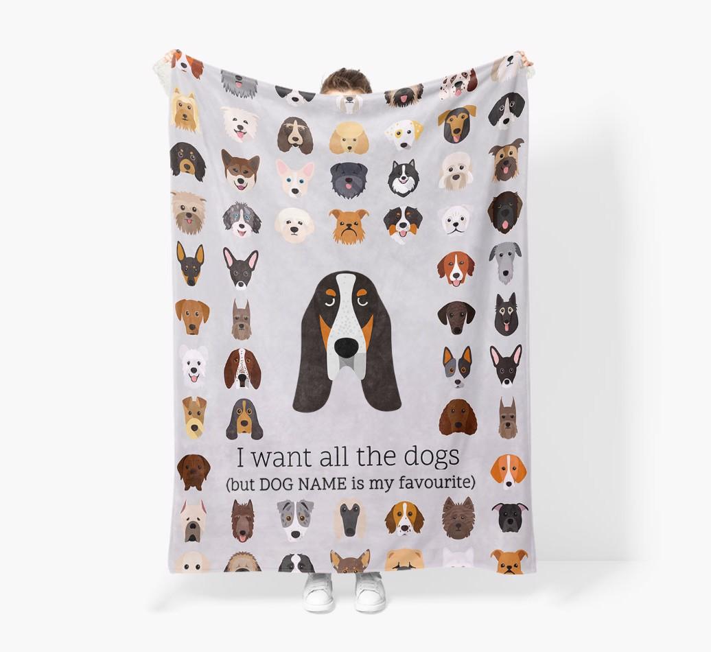 'All The Dogs' - Personalized {breedFullName} Blanket: Premium Sherpa Fleece