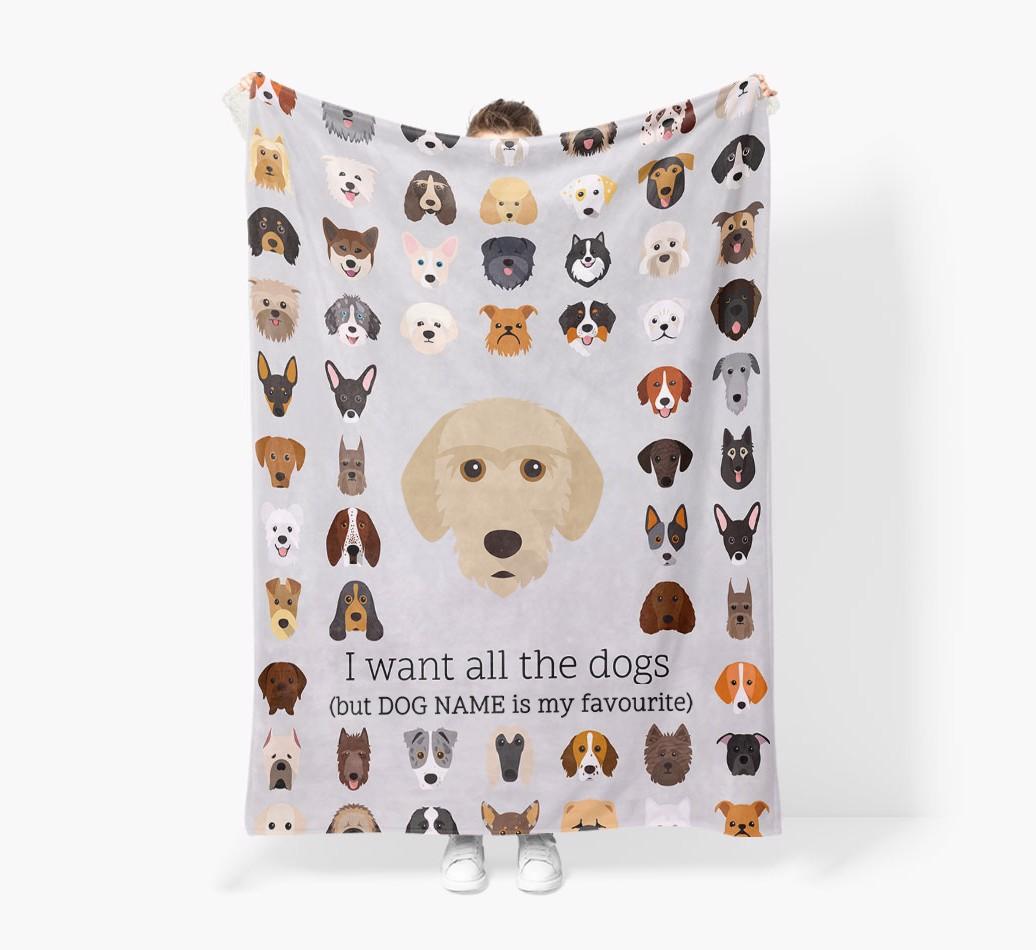 'All The Dogs' - Personalized {breedFullName} Blanket: Premium Sherpa Fleece
