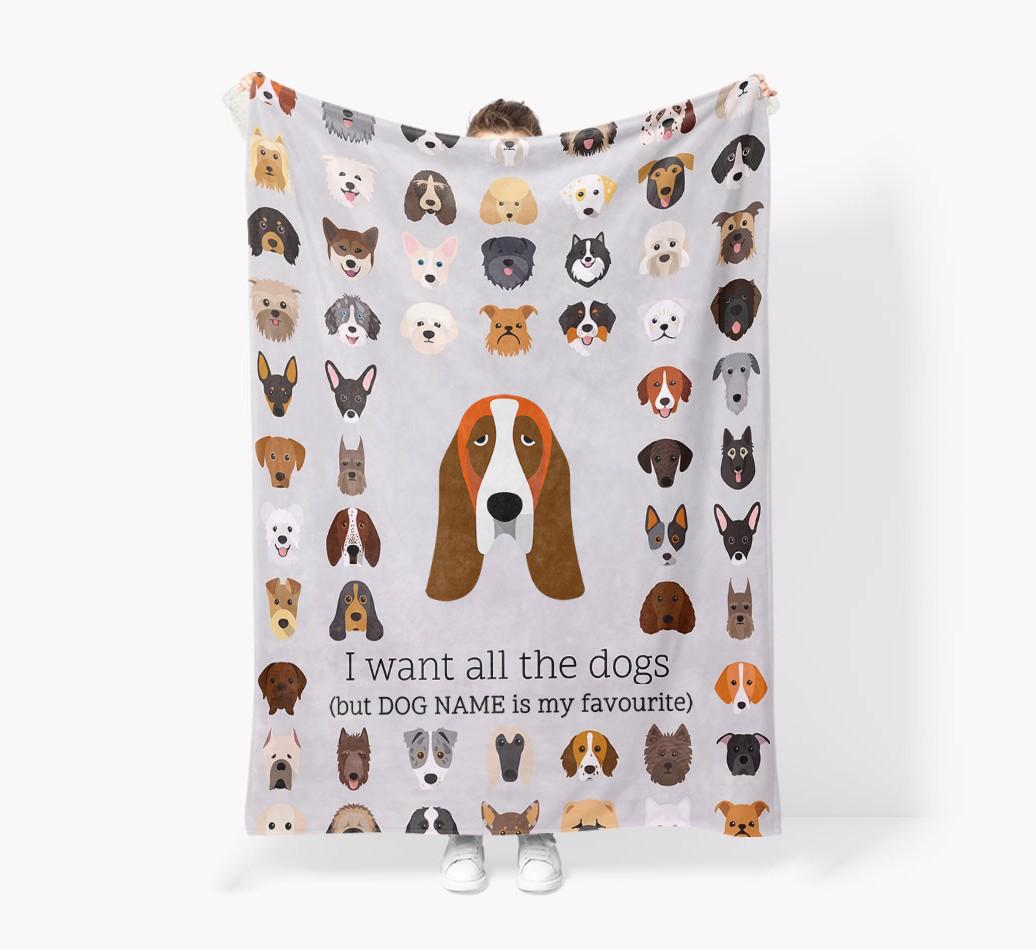'All The Dogs' - Personalized {breedFullName} Blanket: Premium Sherpa Fleece