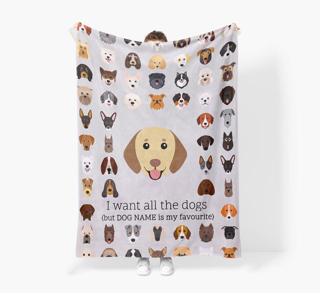 'All The Dogs' - Personalized {breedFullName} Blanket: Premium Sherpa Fleece