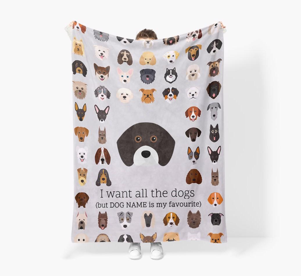 'All The Dogs' - Personalized {breedFullName} Blanket: Premium Sherpa Fleece