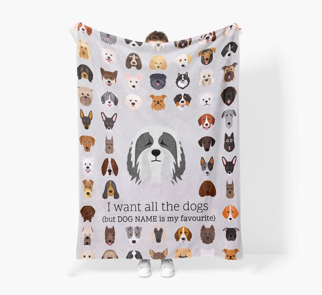 'All The Dogs' - Personalized {breedFullName} Blanket: Premium Sherpa Fleece