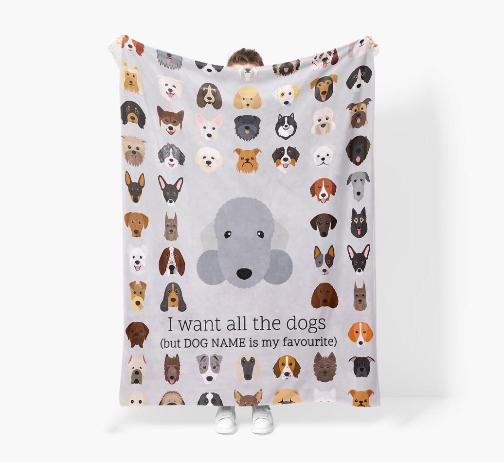 'All The Dogs' - Personalized {breedFullName} Blanket: Premium Sherpa Fleece