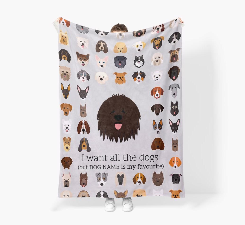 'All The Dogs' - Personalized {breedFullName} Blanket: Premium Sherpa Fleece