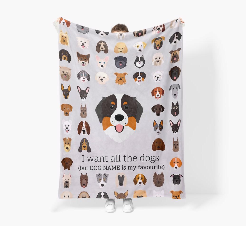 'All The Dogs' - Personalized {breedFullName} Blanket: Premium Sherpa Fleece