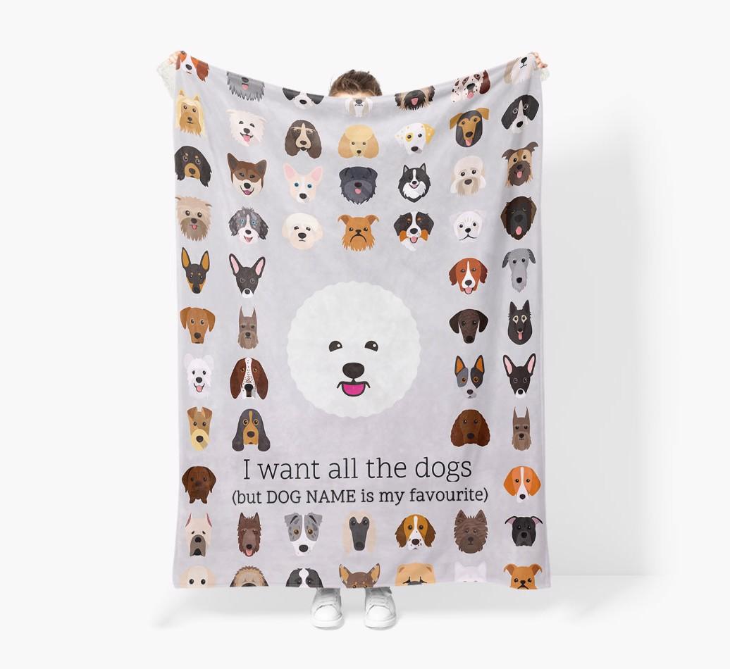 'All The Dogs' - Personalized {breedFullName} Blanket: Premium Sherpa Fleece