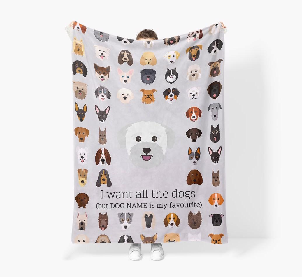 'All The Dogs' - Personalized {breedFullName} Blanket: Premium Sherpa Fleece