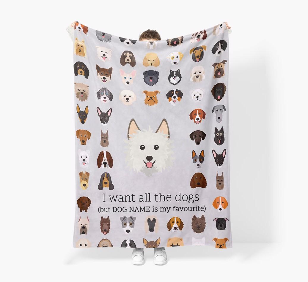 'All The Dogs' - Personalized {breedFullName} Blanket: Premium Sherpa Fleece
