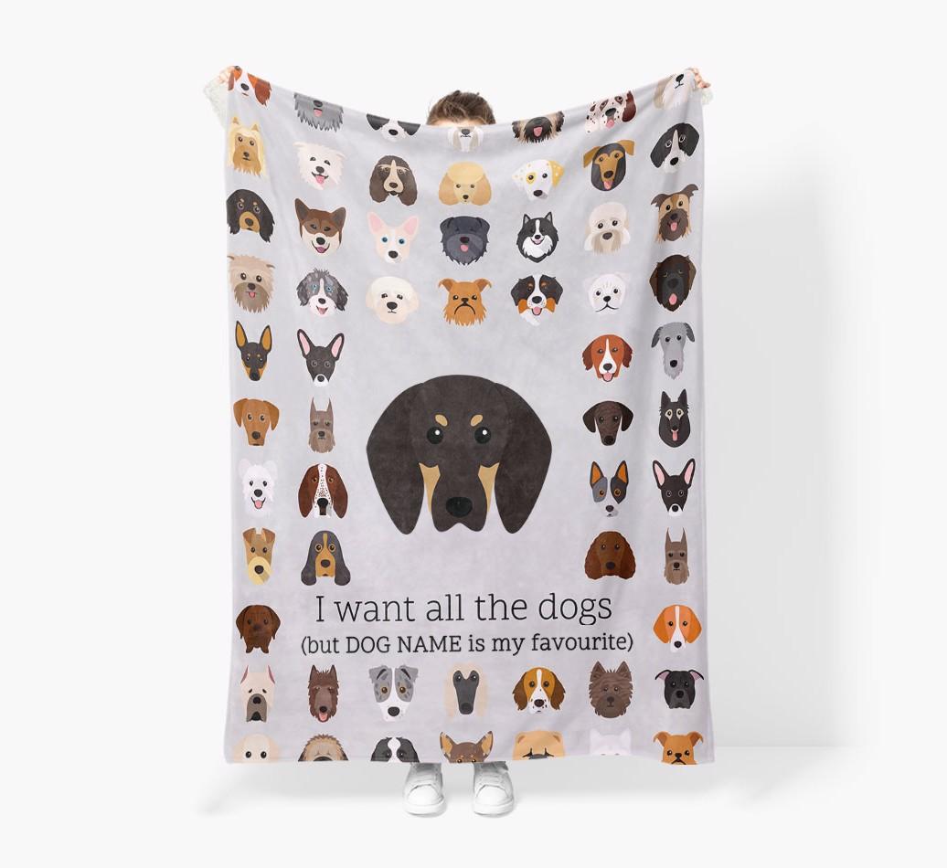 'All The Dogs' - Personalized {breedFullName} Blanket: Premium Sherpa Fleece