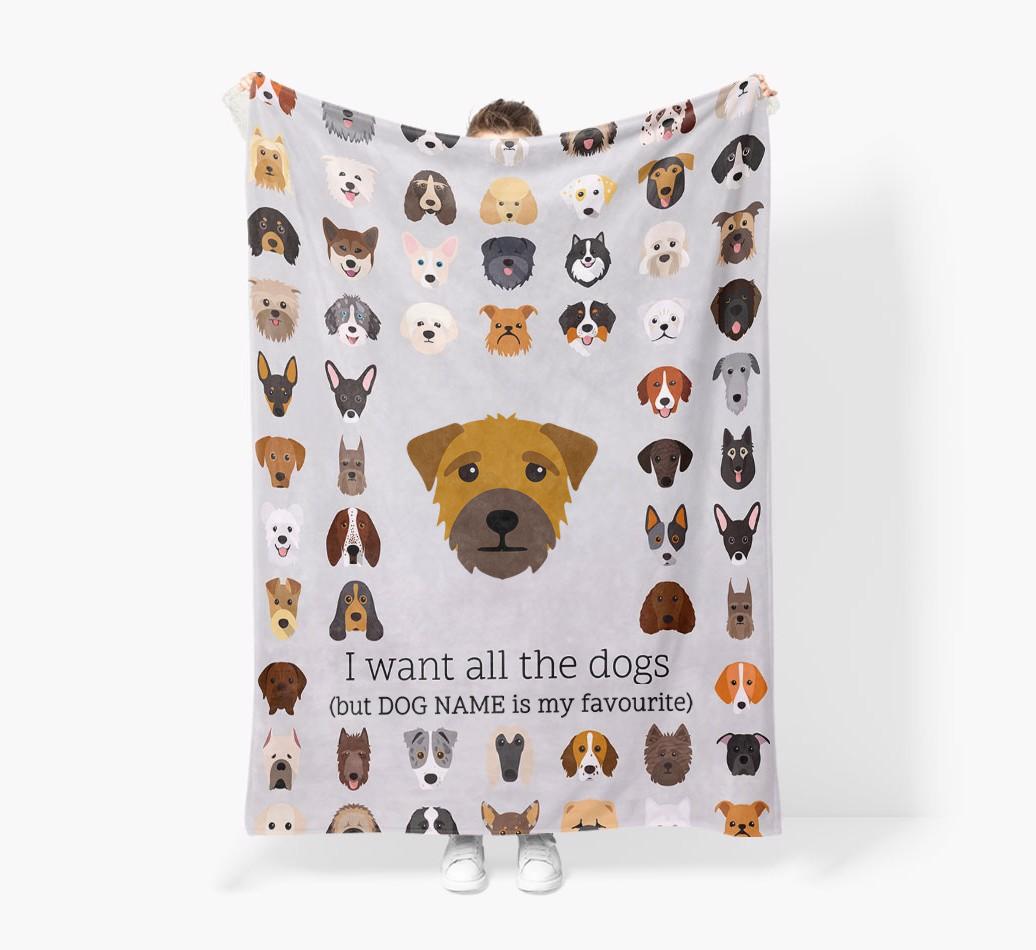 'All The Dogs' - Personalized {breedFullName} Blanket: Premium Sherpa Fleece
