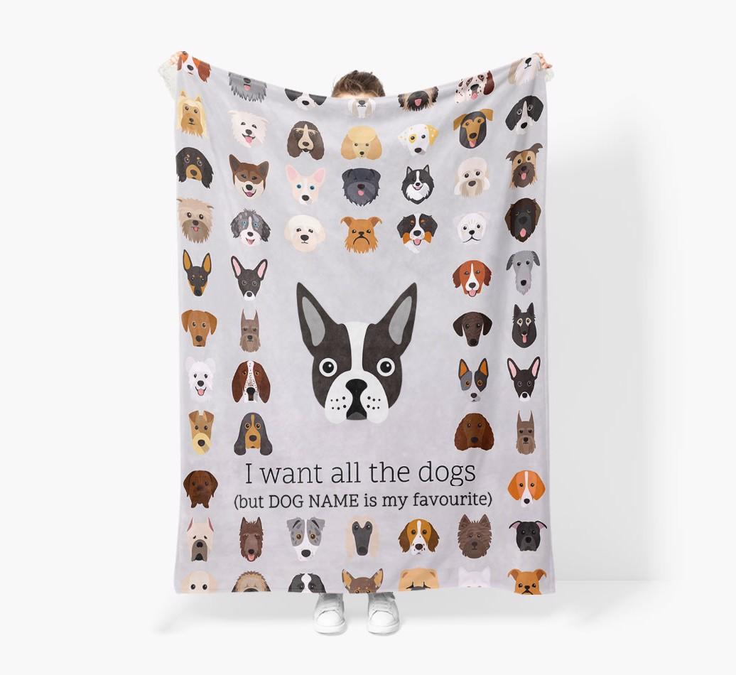 'All The Dogs' - Personalized {breedFullName} Blanket: Premium Sherpa Fleece