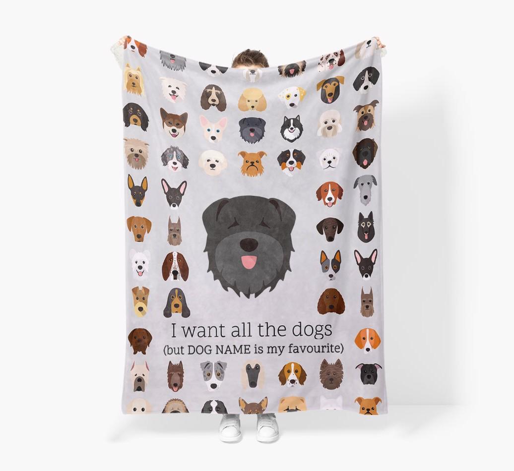 'All The Dogs' - Personalized {breedFullName} Blanket: Premium Sherpa Fleece