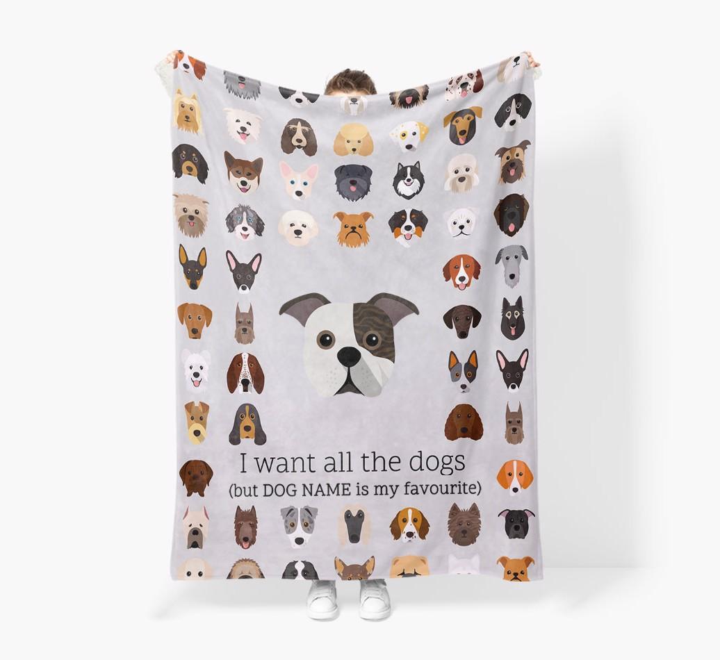 'All The Dogs' - Personalized {breedFullName} Blanket: Premium Sherpa Fleece