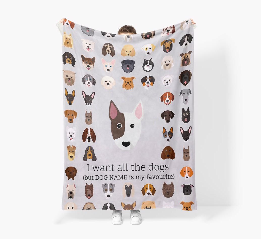 'All The Dogs' - Personalized {breedFullName} Blanket: Premium Sherpa Fleece