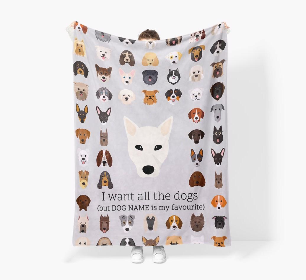 'All The Dogs' - Personalized {breedFullName} Blanket: Premium Sherpa Fleece