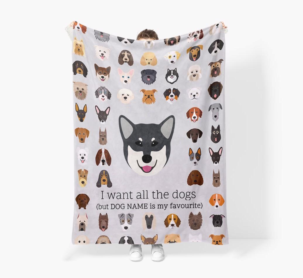 'All The Dogs' - Personalized {breedFullName} Blanket: Premium Sherpa Fleece