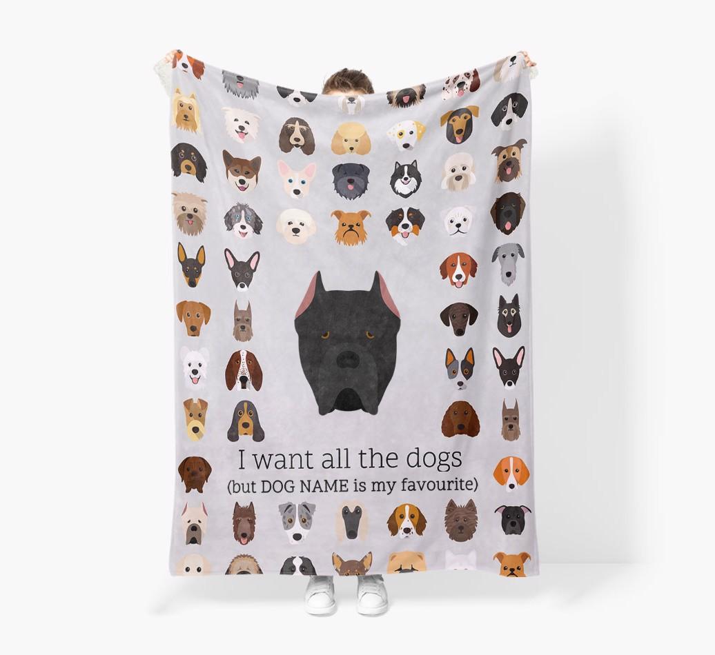 'All The Dogs' - Personalized {breedFullName} Blanket: Premium Sherpa Fleece