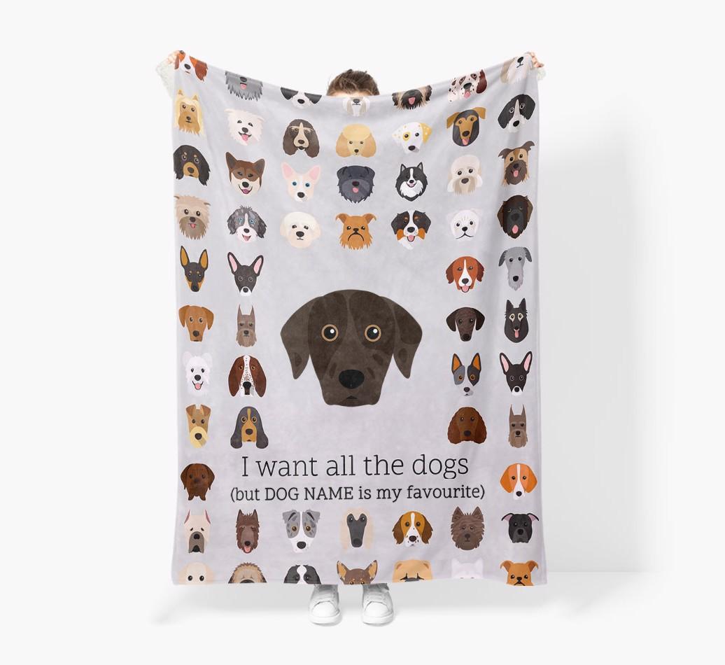 'All The Dogs' - Personalized {breedFullName} Blanket: Premium Sherpa Fleece