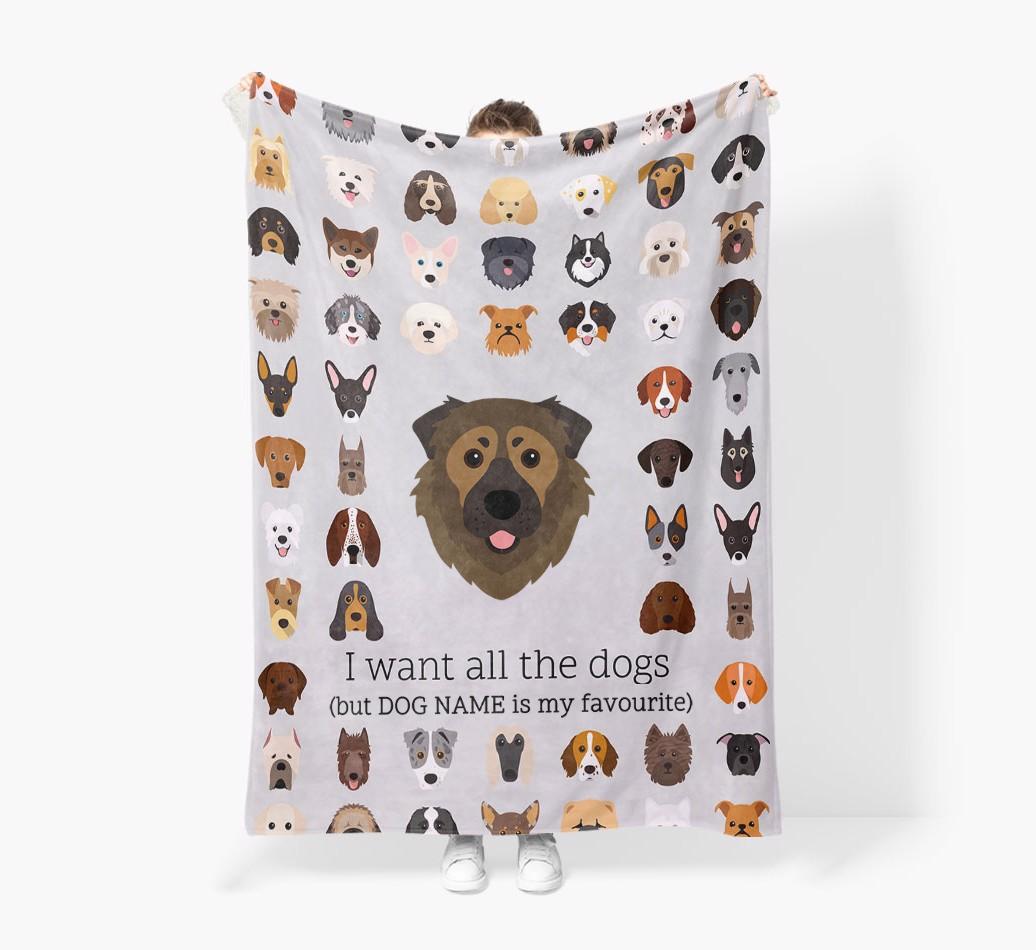 'All The Dogs' - Personalized {breedFullName} Blanket: Premium Sherpa Fleece