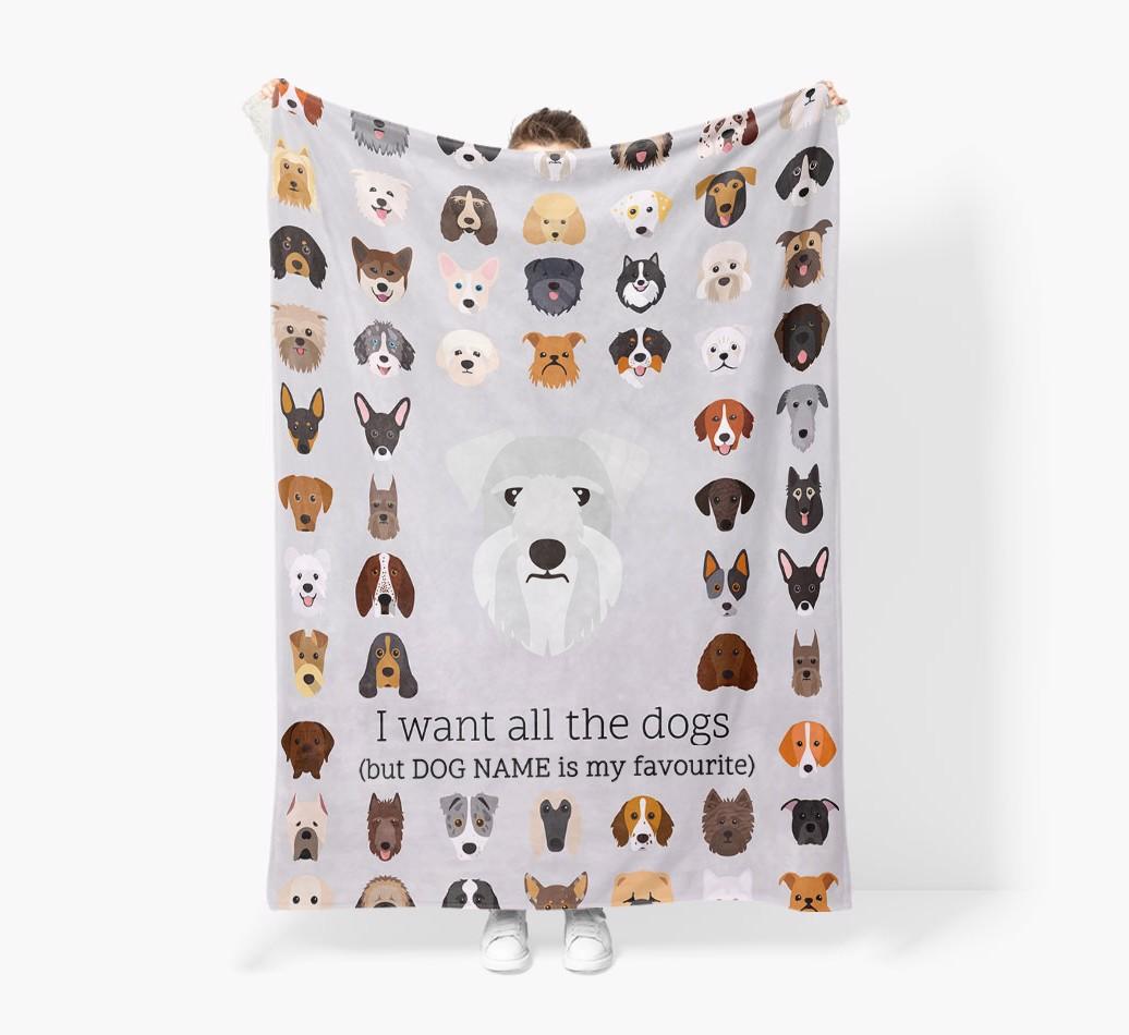 'All The Dogs' - Personalized {breedFullName} Blanket: Premium Sherpa Fleece