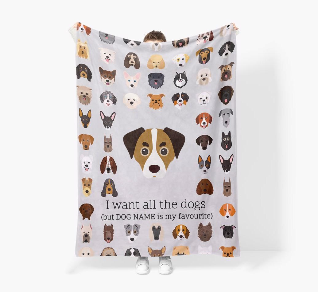 'All The Dogs' - Personalized {breedFullName} Blanket: Premium Sherpa Fleece
