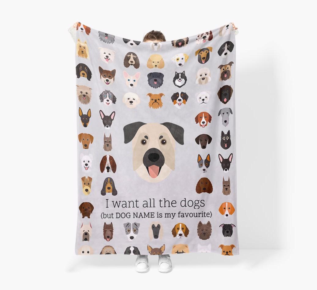 'All The Dogs' - Personalized {breedFullName} Blanket: Premium Sherpa Fleece