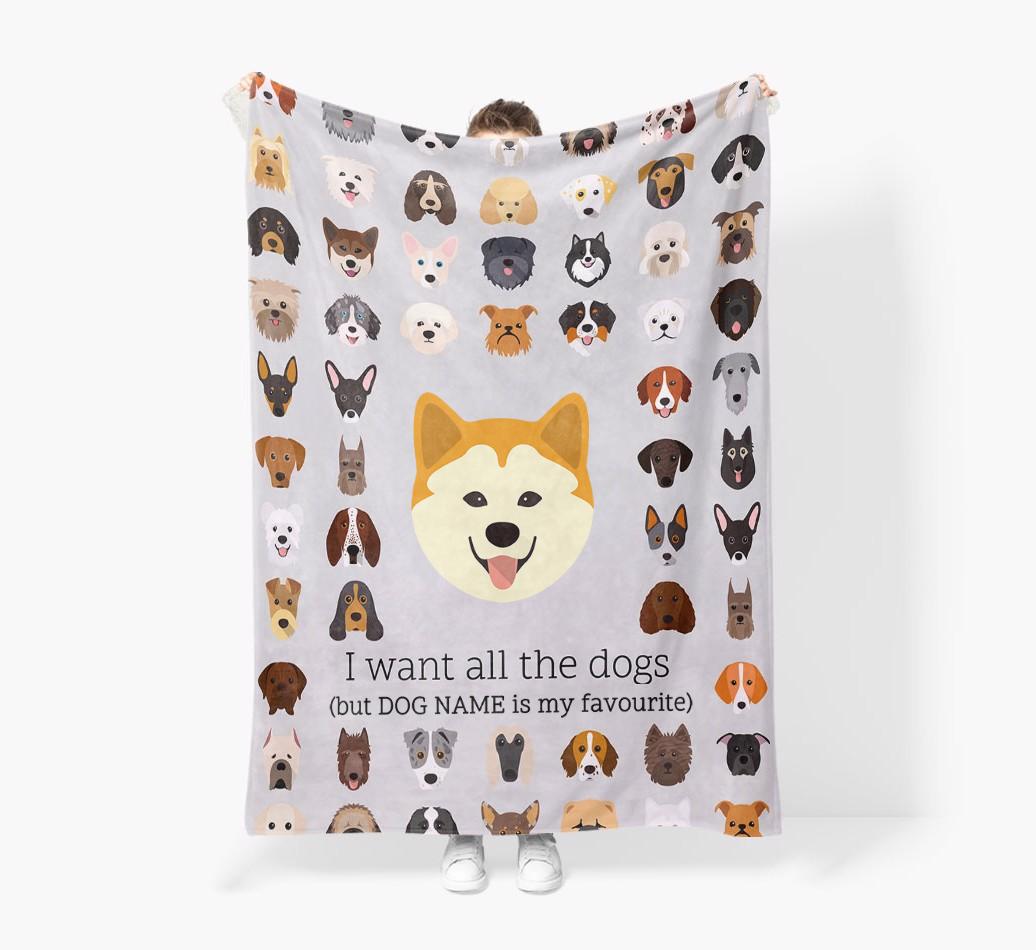 'All The Dogs' - Personalized {breedFullName} Blanket: Premium Sherpa Fleece