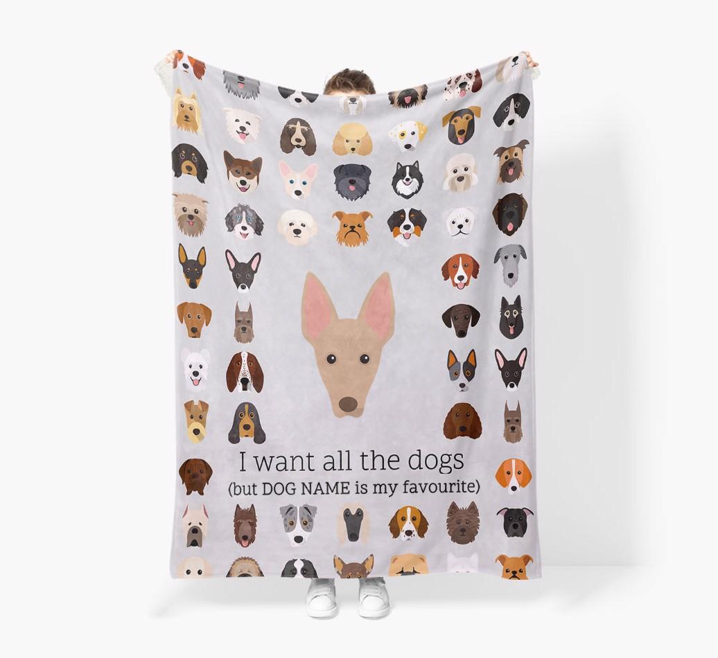 'All The Dogs' - Personalized {breedFullName} Blanket: Premium Sherpa Fleece