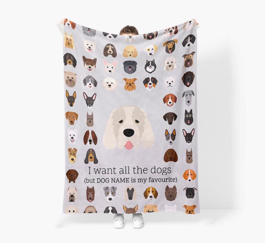 'All The Dogs' - Personalized {breedFullName} Blanket: Premium Sherpa Fleece