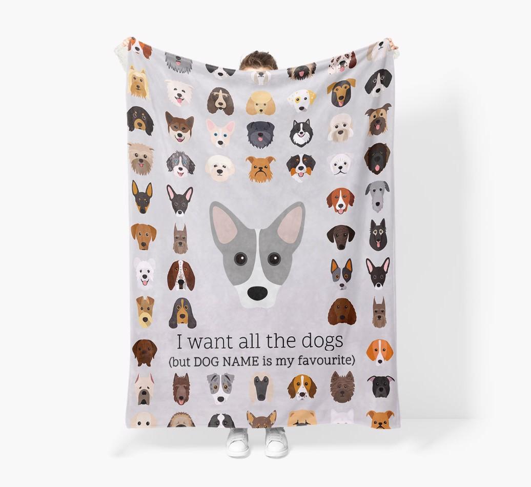 'All The Dogs' - Personalized {breedFullName} Blanket: Premium Sherpa Fleece