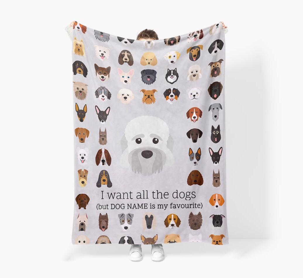 'All The Dogs' - Personalized {breedFullName} Blanket: Premium Sherpa Fleece