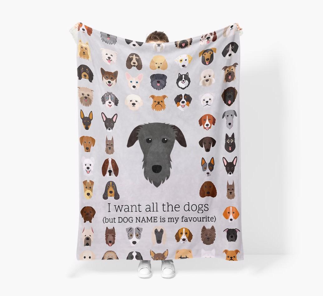 'All The Dogs' - Personalized {breedFullName} Blanket: Premium Sherpa Fleece