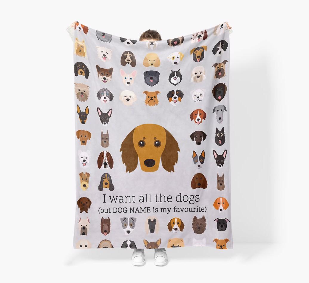 'All The Dogs' - Personalized {breedFullName} Blanket: Premium Sherpa Fleece