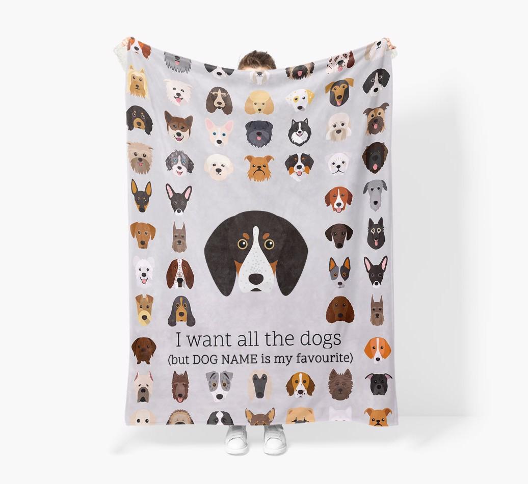 'All The Dogs' - Personalized {breedFullName} Blanket: Premium Sherpa Fleece