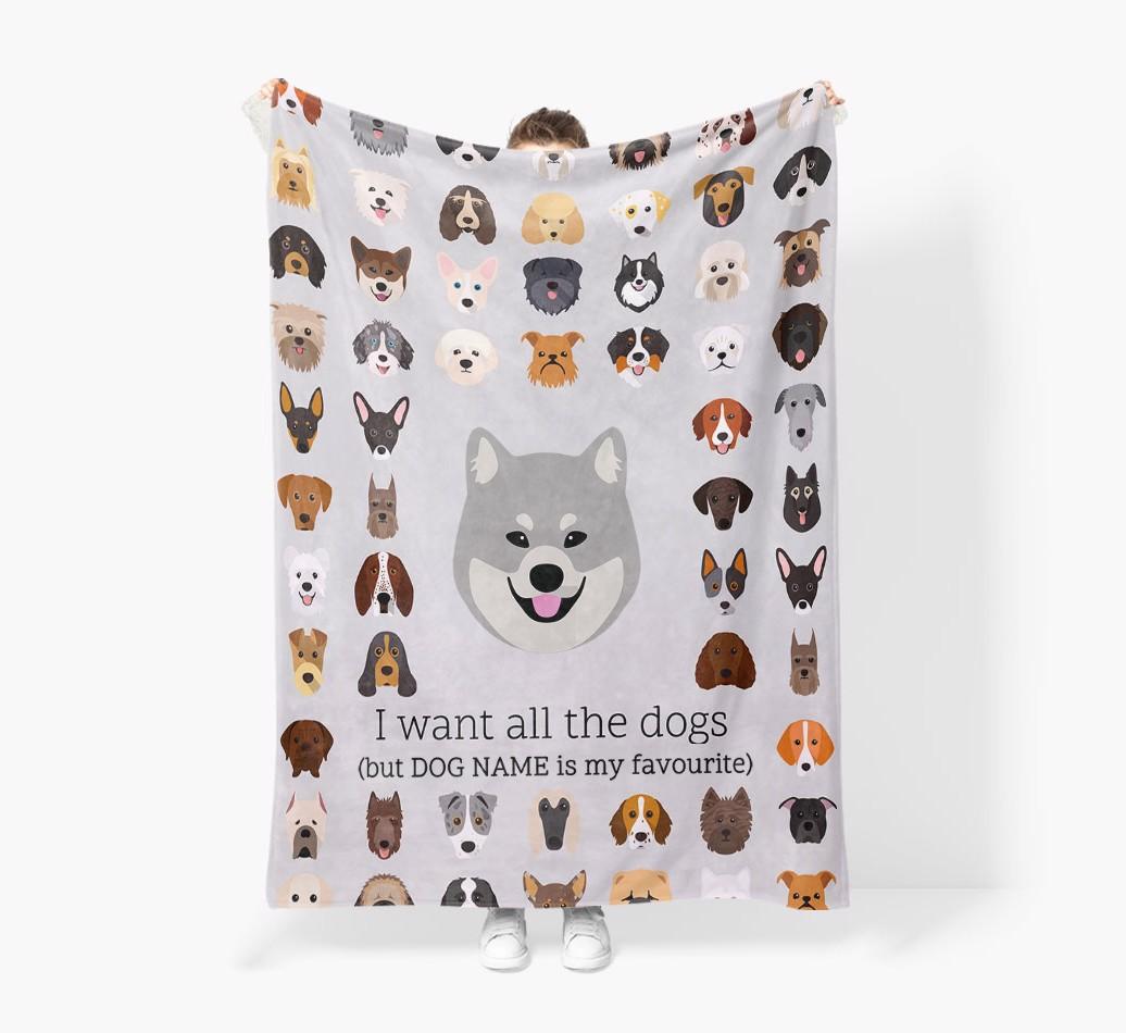 'All The Dogs' - Personalized {breedFullName} Blanket: Premium Sherpa Fleece