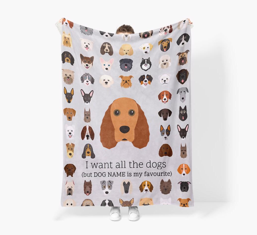'All The Dogs' - Personalized {breedFullName} Blanket: Premium Sherpa Fleece