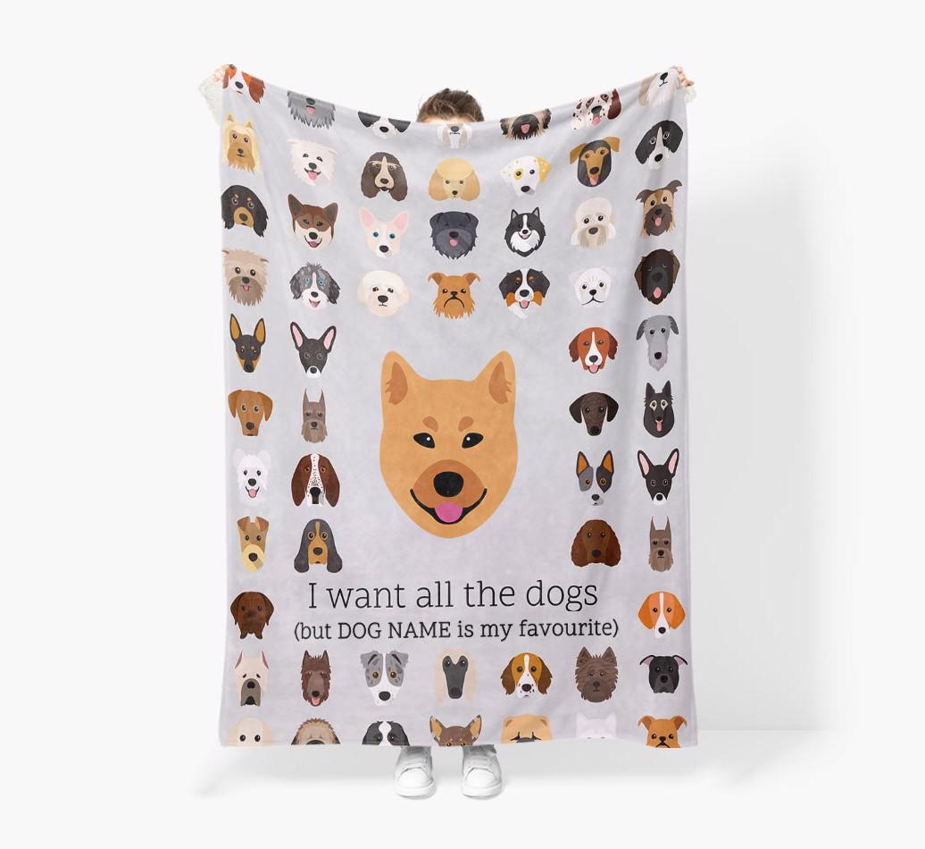 'All The Dogs' - Personalized {breedFullName} Blanket: Premium Sherpa Fleece