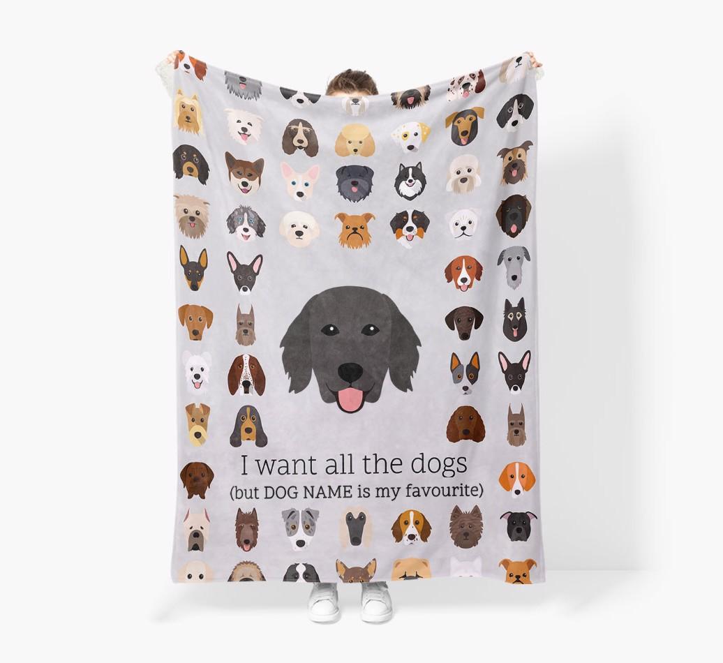 'All The Dogs' - Personalized {breedFullName} Blanket: Premium Sherpa Fleece
