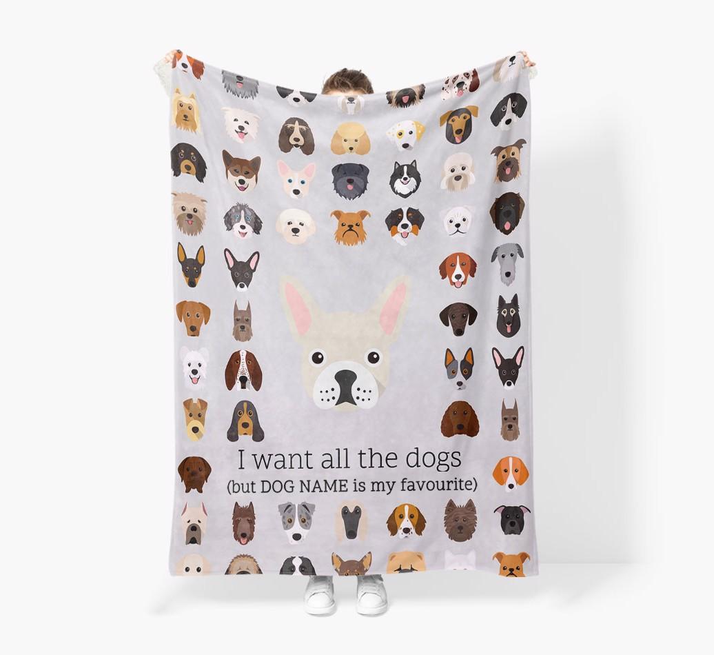 'All The Dogs' - Personalized {breedFullName} Blanket: Premium Sherpa Fleece