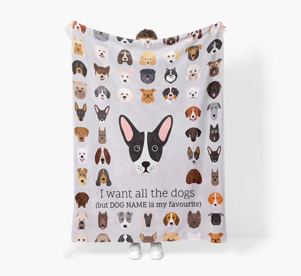 'All The Dogs' - Personalized {breedFullName} Blanket: Premium Sherpa Fleece