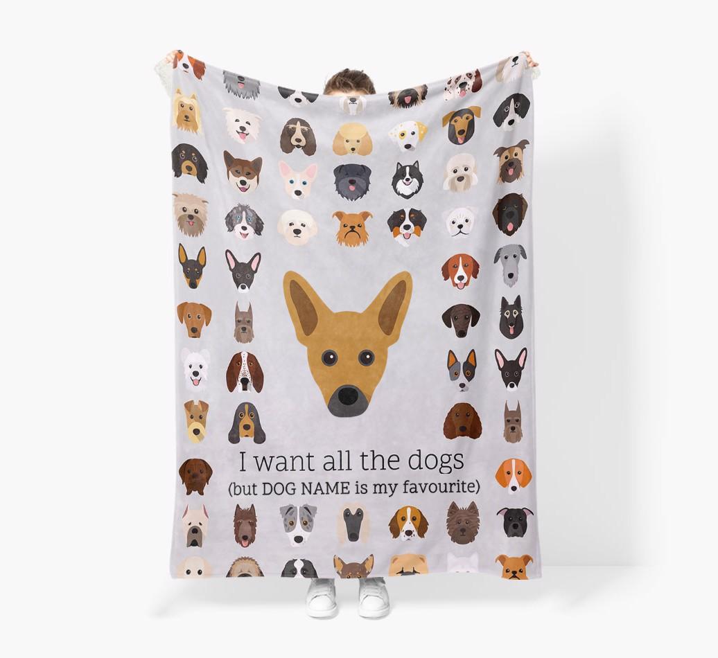 'All The Dogs' - Personalized {breedFullName} Blanket: Premium Sherpa Fleece