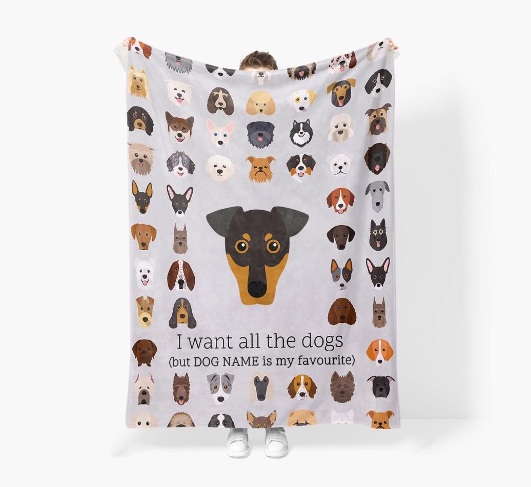 'All The Dogs' - Personalized {breedFullName} Blanket: Premium Sherpa Fleece