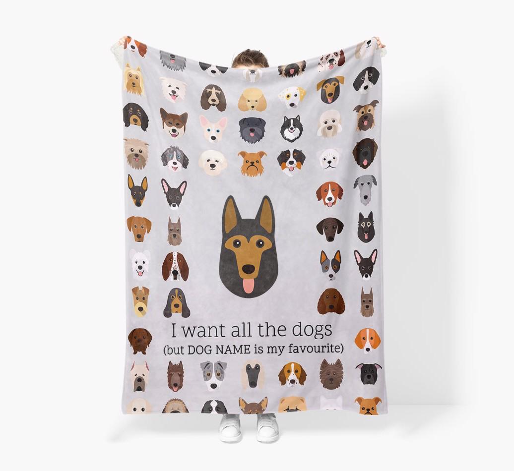 'All The Dogs' - Personalised Sherpa Fleece Blanket with {breedFullName} Yappicon