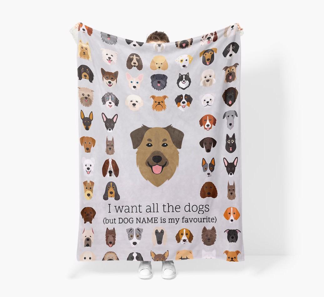 'All The Dogs' - Personalized {breedFullName} Blanket: Premium Sherpa Fleece