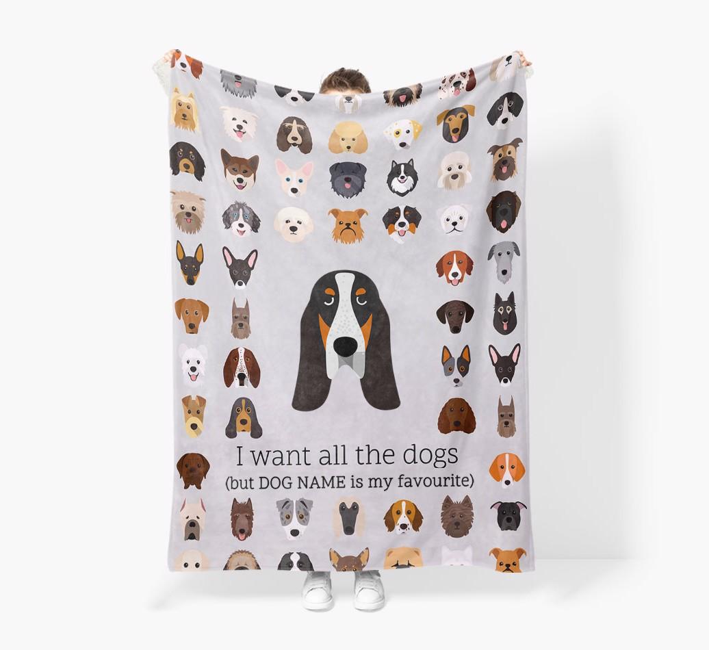 'All The Dogs' - Personalized {breedFullName} Blanket: Premium Sherpa Fleece