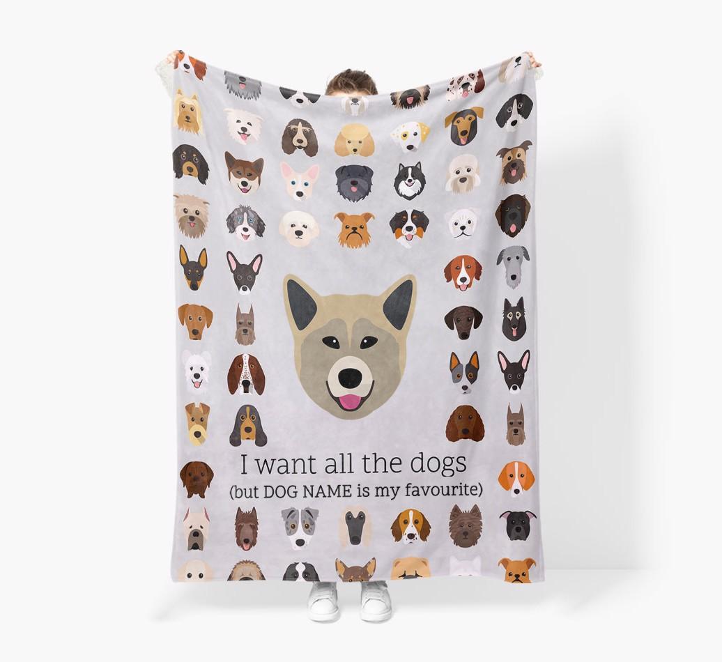 'All The Dogs' - Personalized {breedFullName} Blanket: Premium Sherpa Fleece
