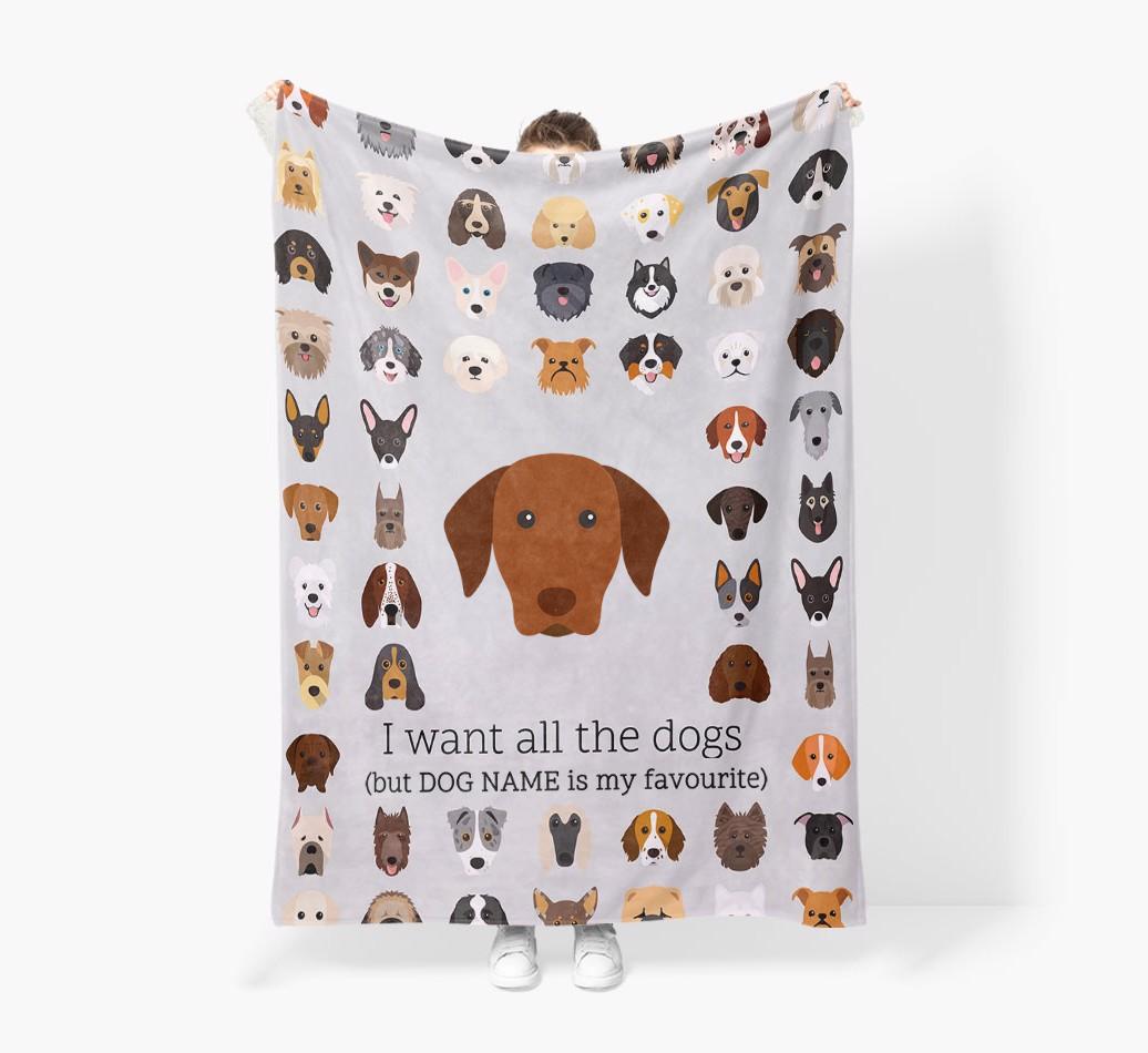 'All The Dogs' - Personalised Sherpa Fleece Blanket with {breedFullName} Yappicon