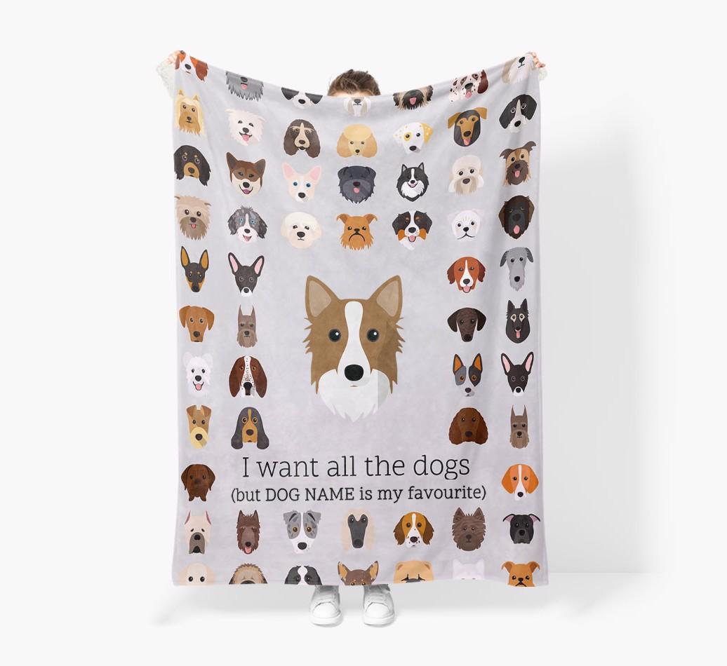 'All The Dogs' - Personalized {breedFullName} Blanket: Premium Sherpa Fleece